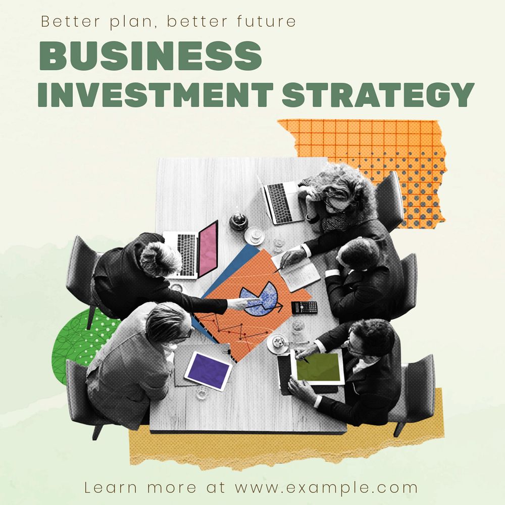 Business investment strategy Instagram post template, editable text