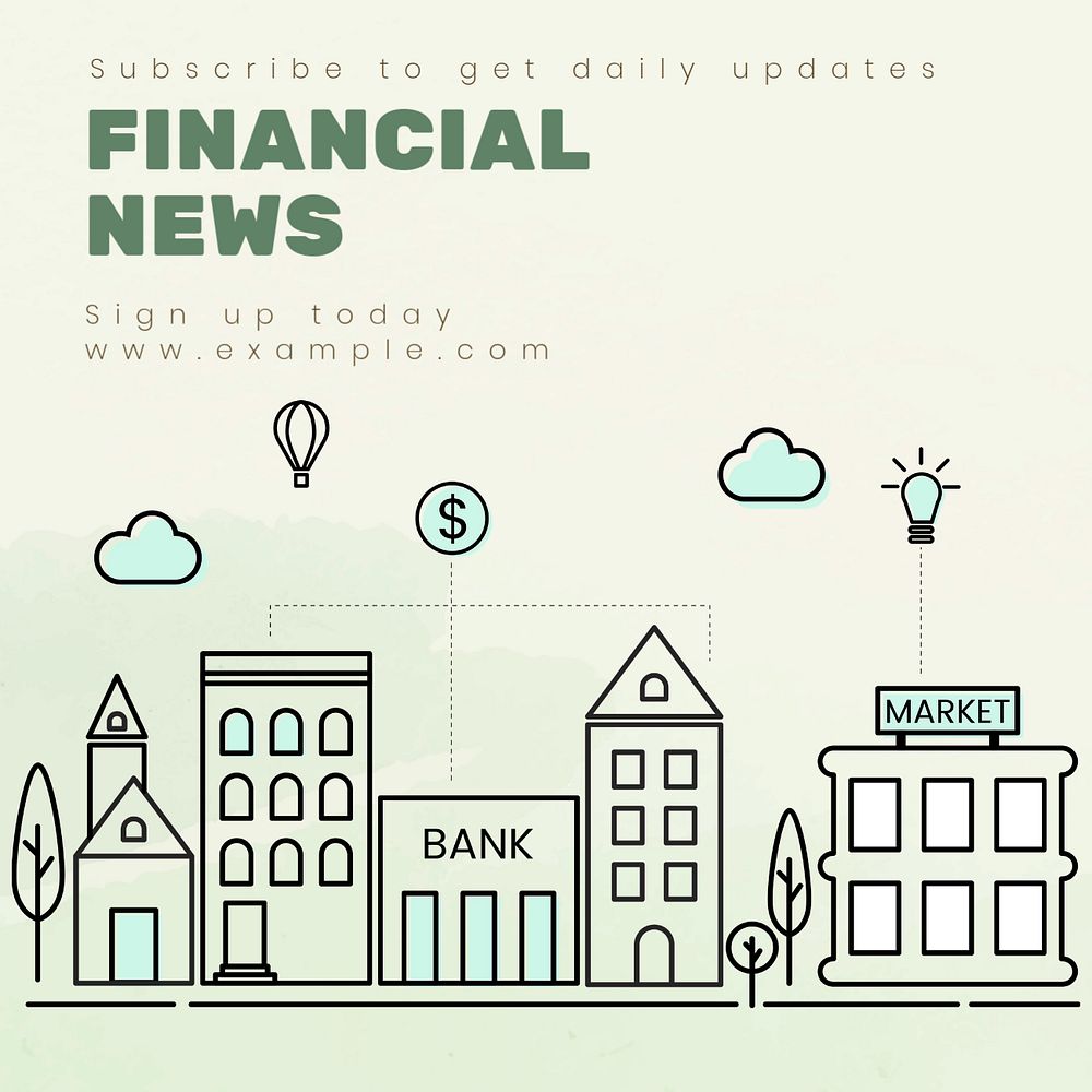 Financial news Instagram post template, editable text