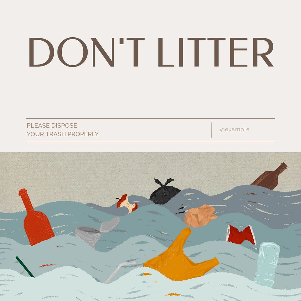 Don't litter Instagram post template, editable text