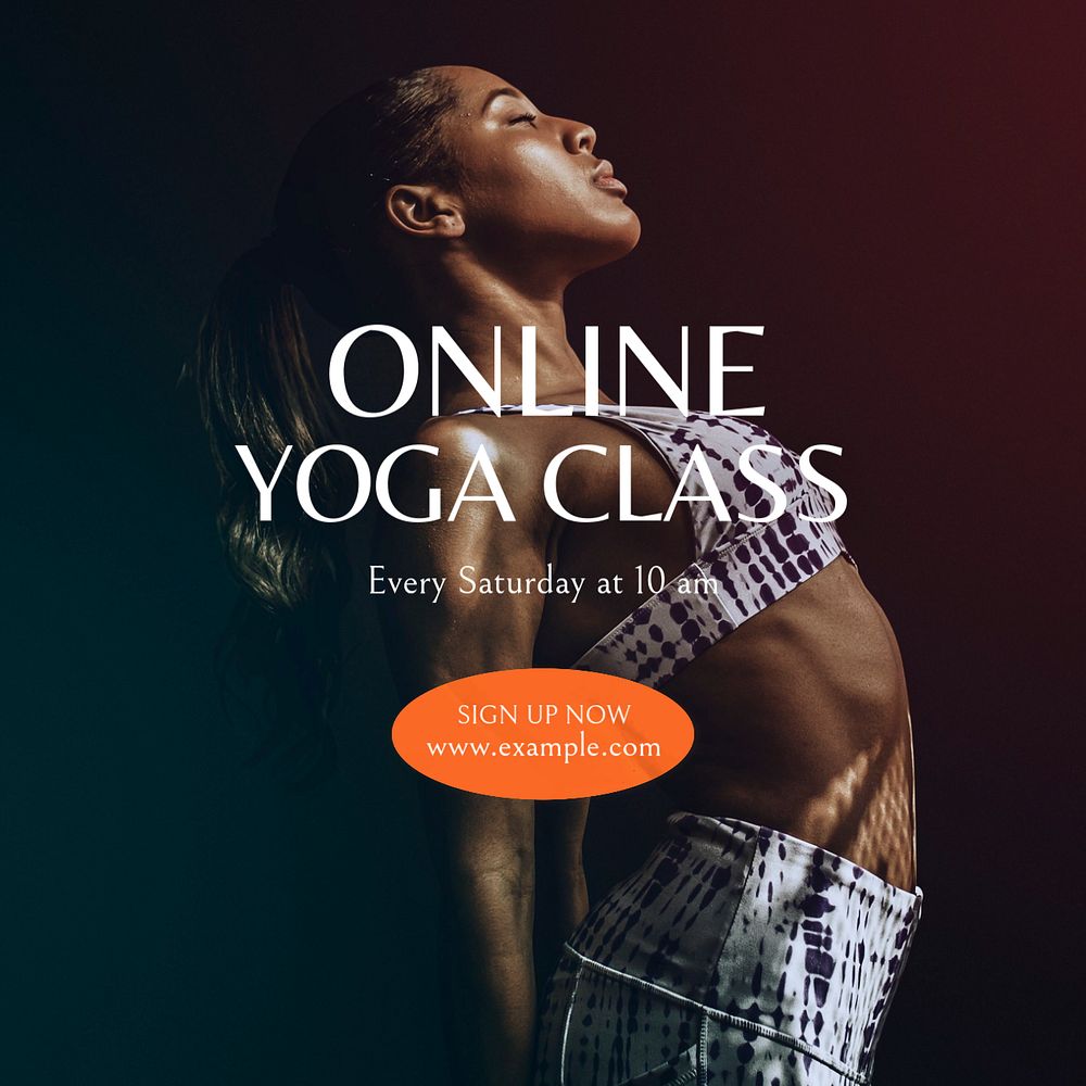 Online yoga class Instagram post template, editable text