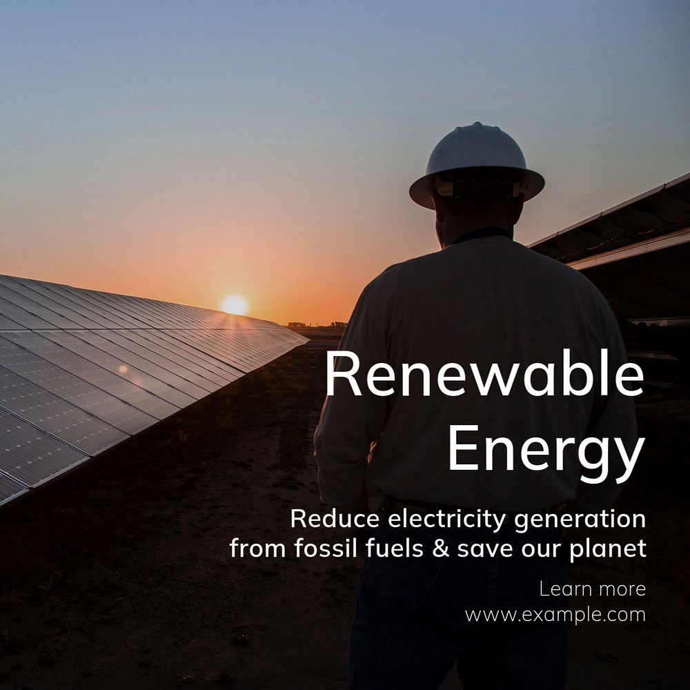 Renewable energy Instagram post template, editable text