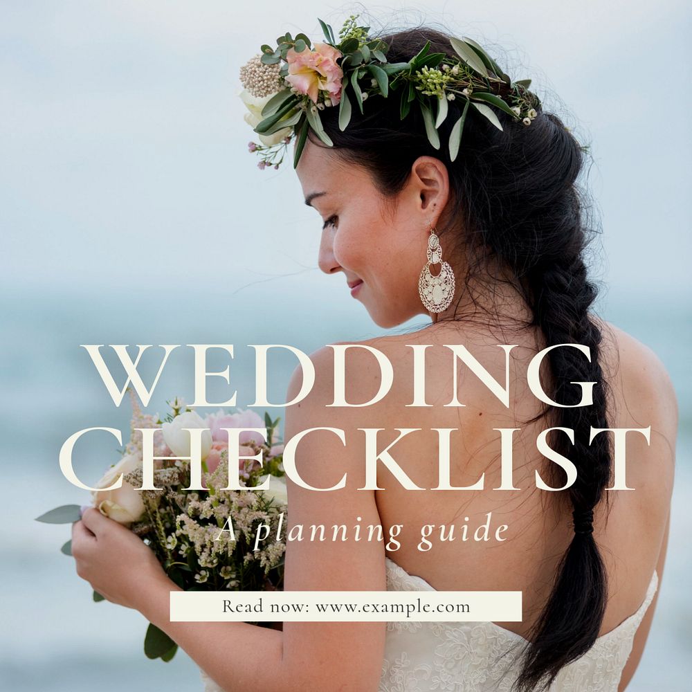 Wedding checklist Instagram post template, editable text