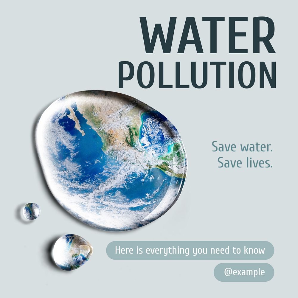 Water pollution Instagram post template, editable text