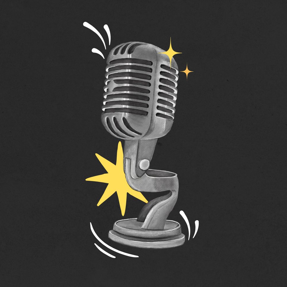 Retro microphone, standup comedy remix, editable design