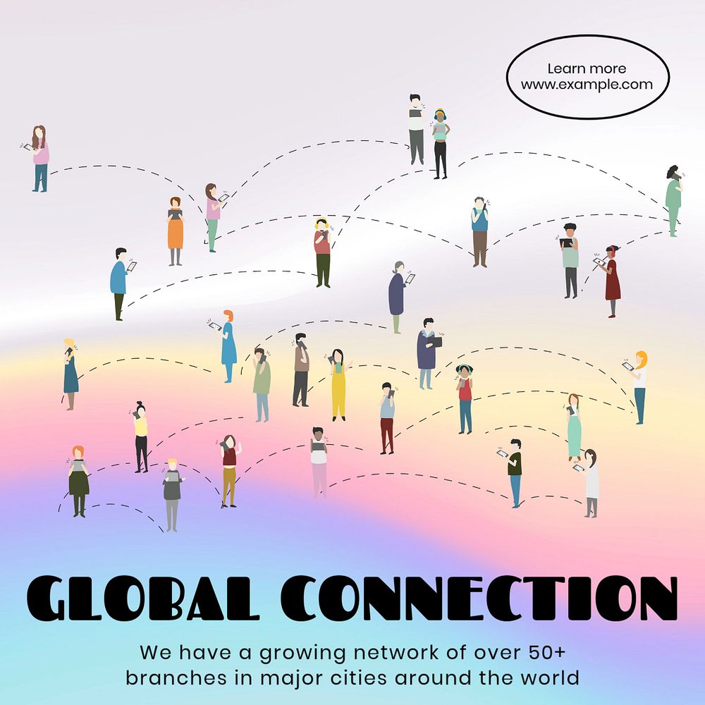 Global connection Instagram post template, editable text