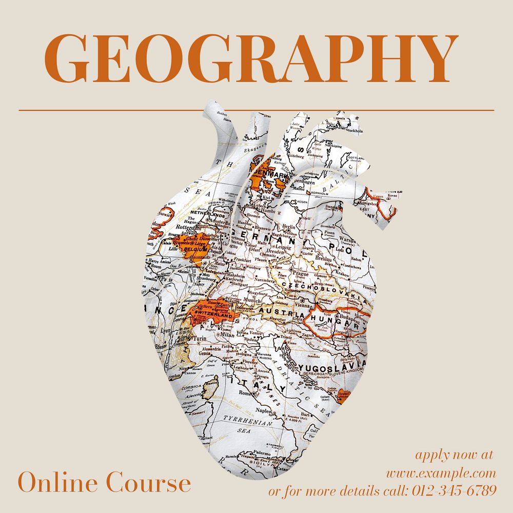 Geography class Instagram post template, editable text