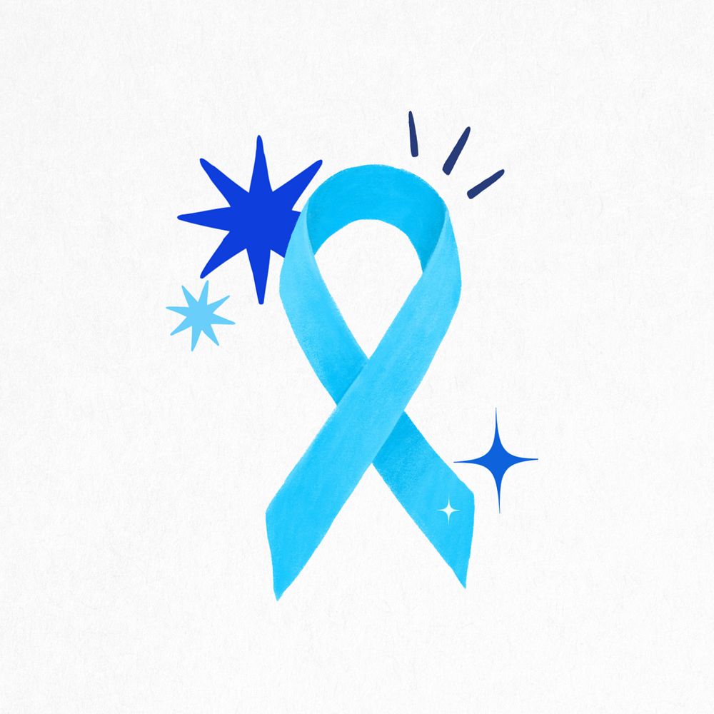 Blue ribbon, cancer awareness illustration, editable design