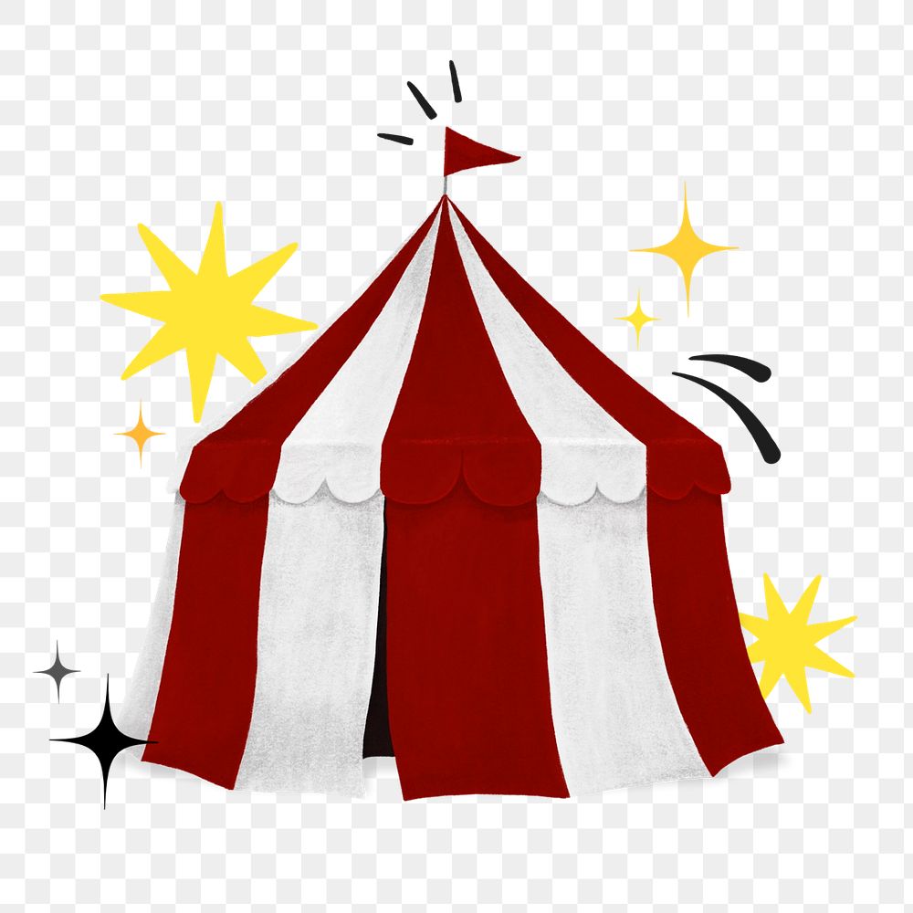 Red circus tent png illustration, editable design