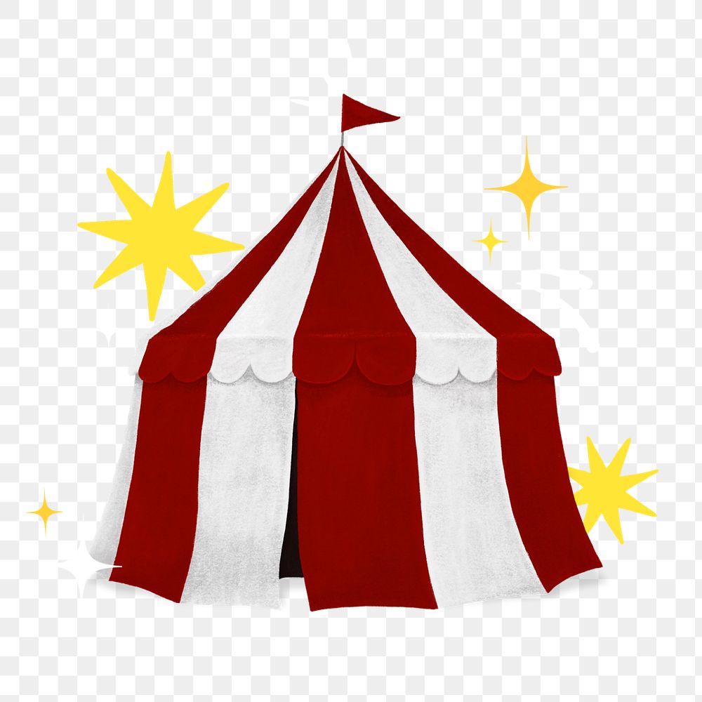 Red circus tent png illustration, editable design