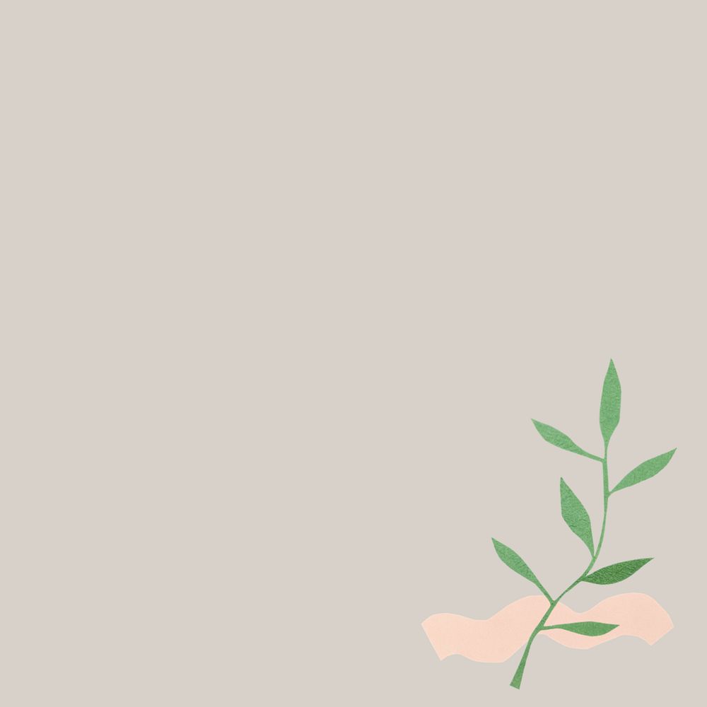 Plant design, cute simple doodle on earth tone background, editable elements