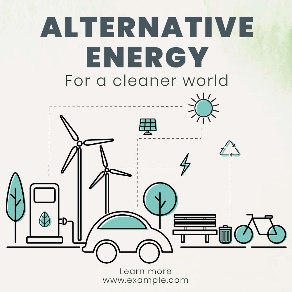 Alternative energy Instagram post template, editable text