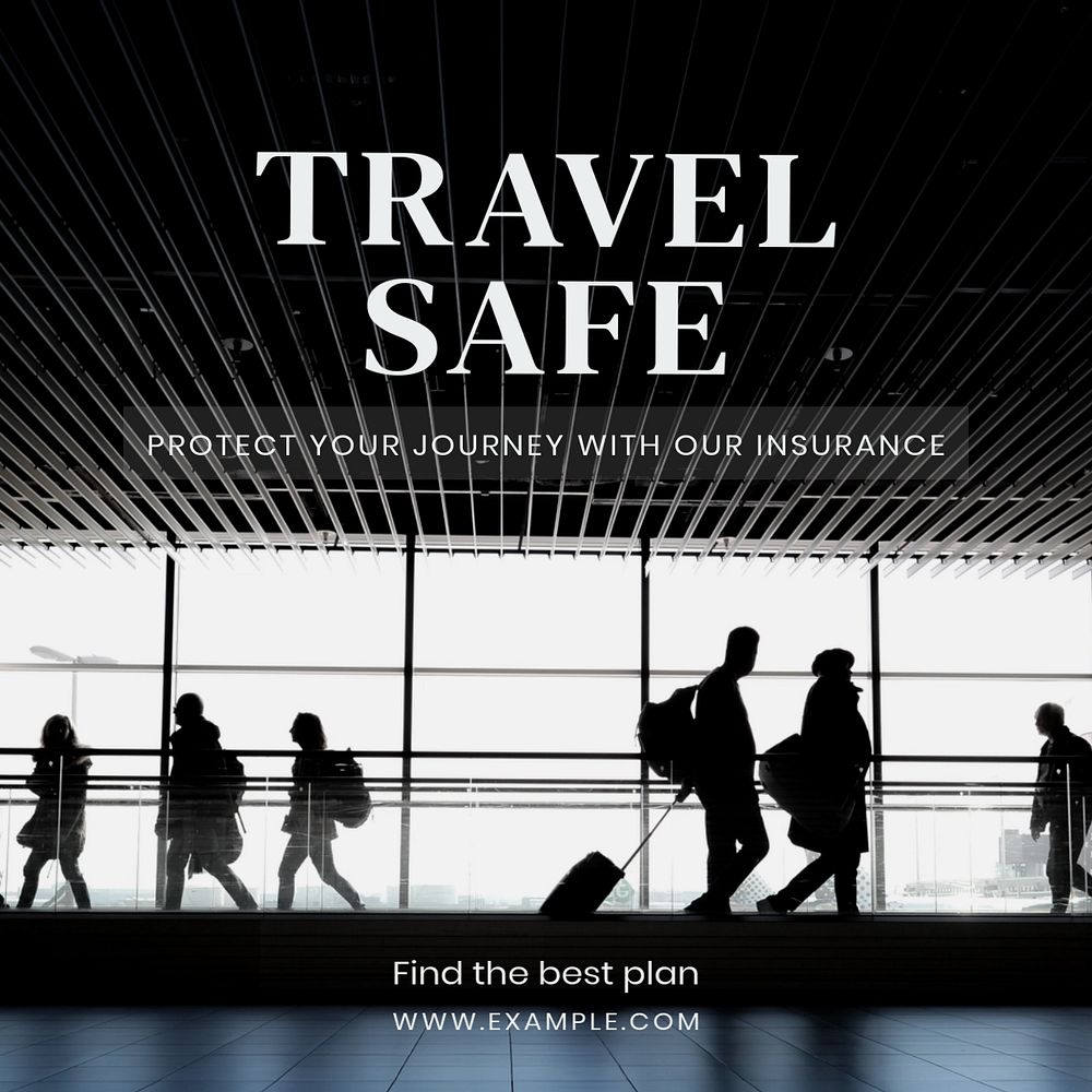 Travel insurance Instagram post template, editable text