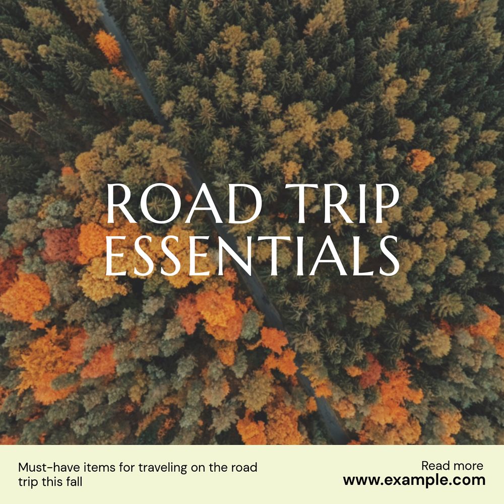 Road trip essentials post template, editable social media design