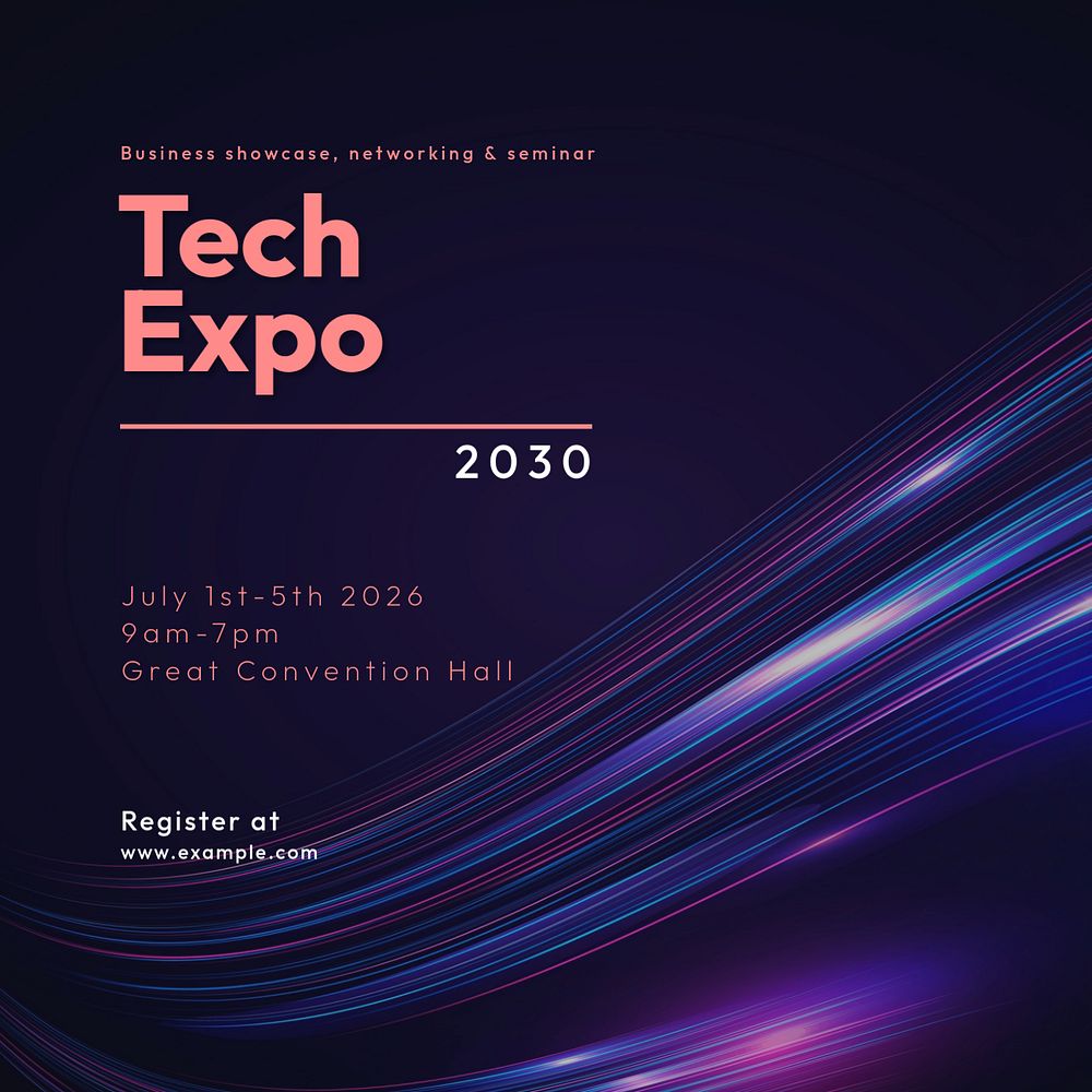 Tech expo Instagram post template, editable text