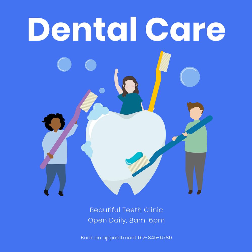 Dental care Instagram post template, editable text