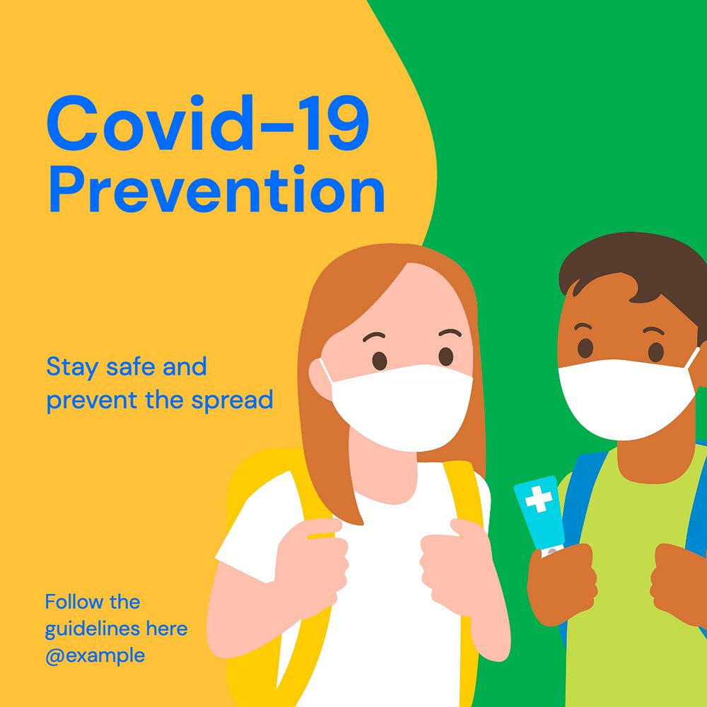 Covid-19 prevention Instagram post template, editable text