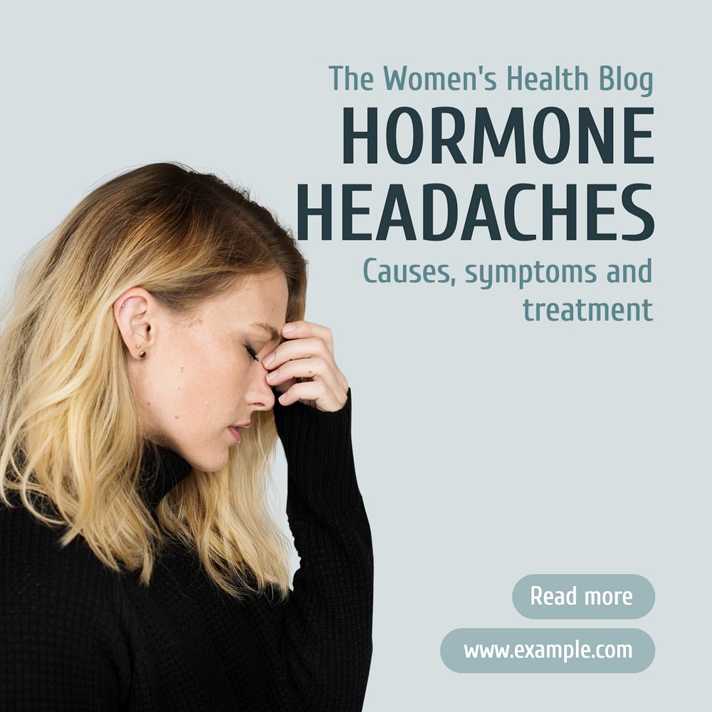 Hormone headaches Instagram post template, editable text