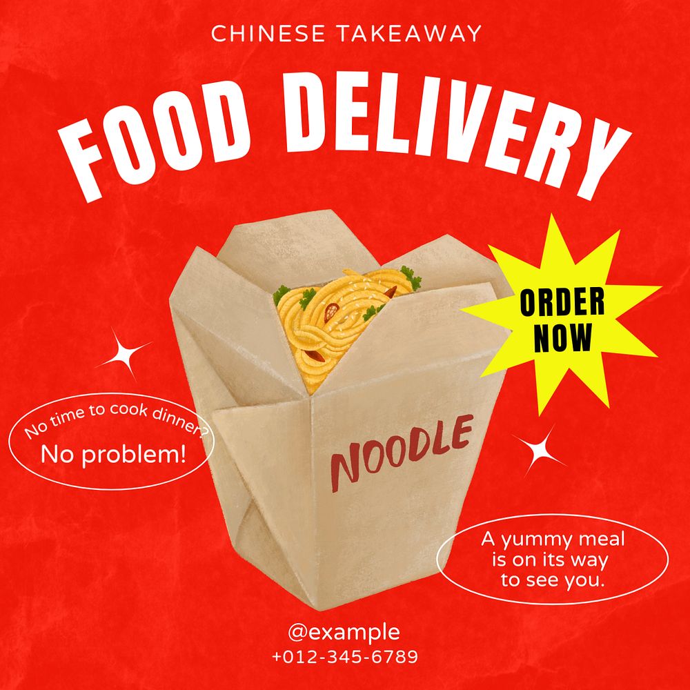 Food delivery Instagram post template, editable text