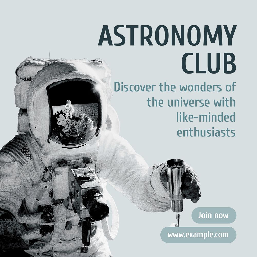 Astronomy club Instagram post template, editable text