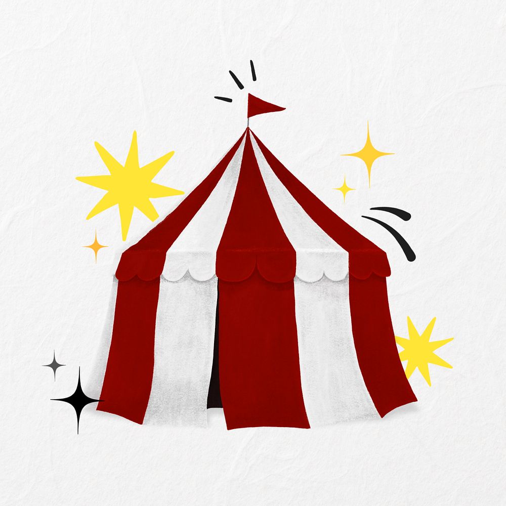 Red circus tent illustration, editable design