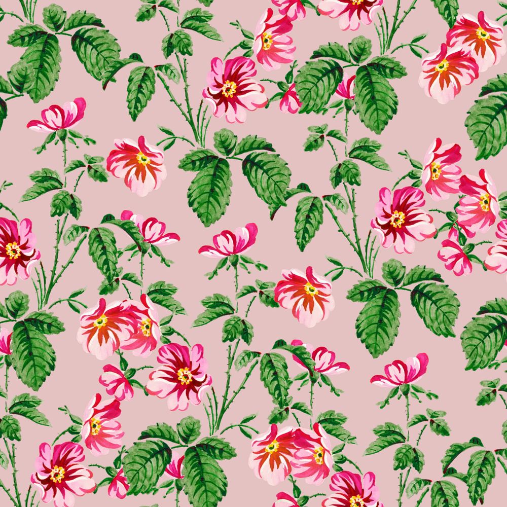 Vintage floral pattern, pink background