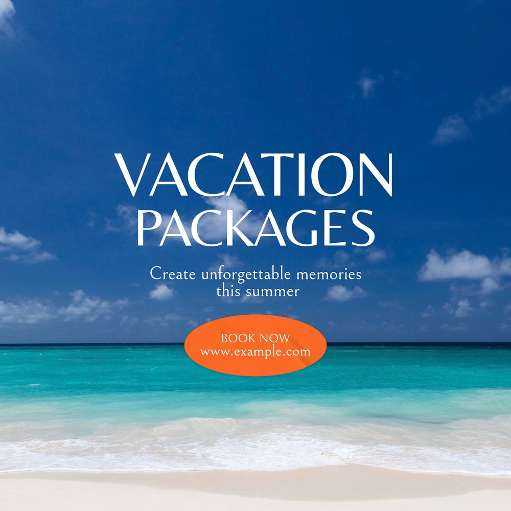 Vacation packages Instagram post template, editable text