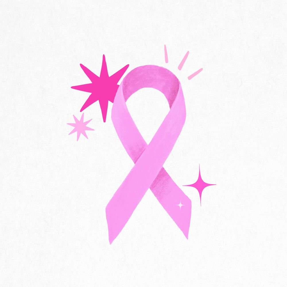 Pink ribbon, cancer awareness illustration, editable design