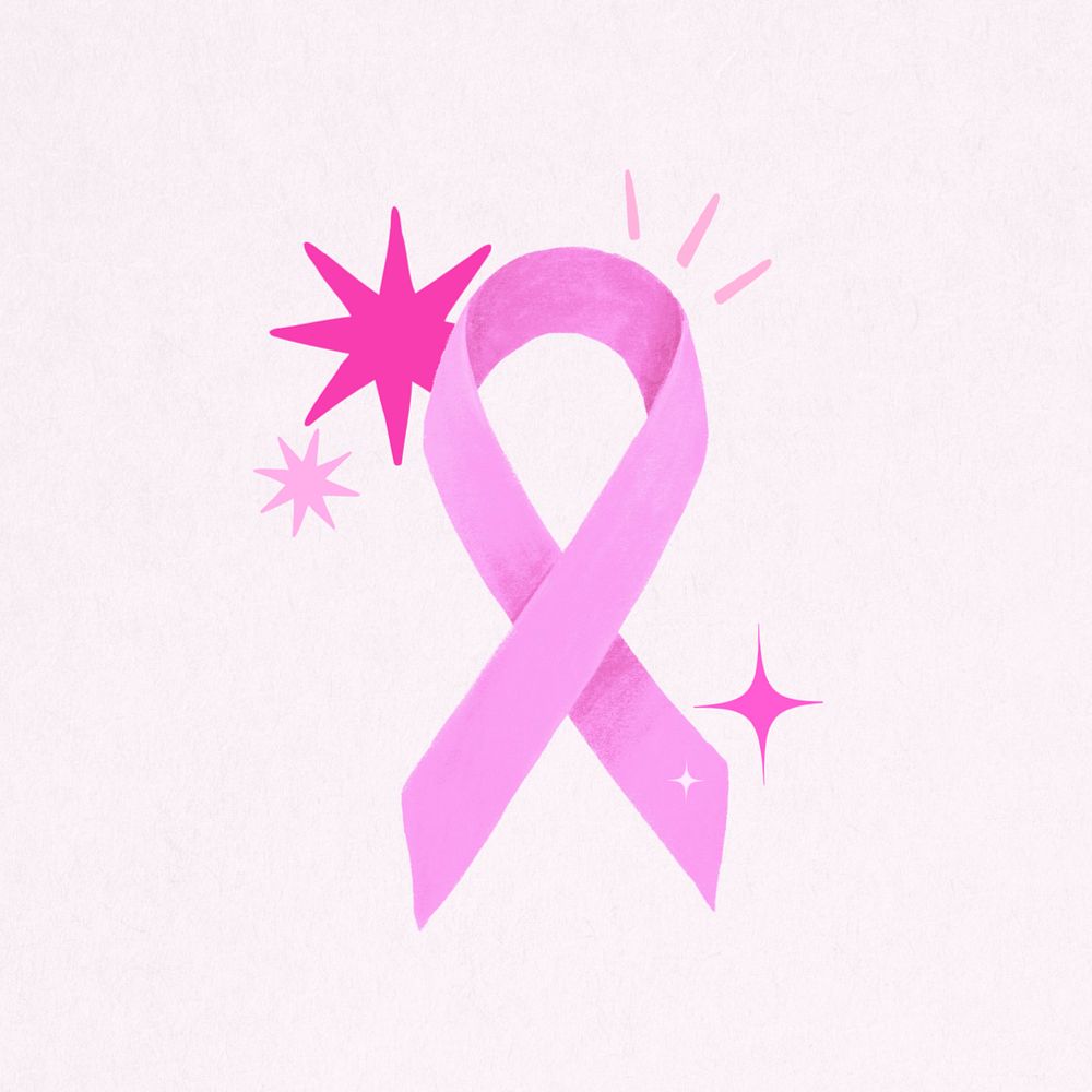 Pink ribbon, cancer awareness illustration, editable design