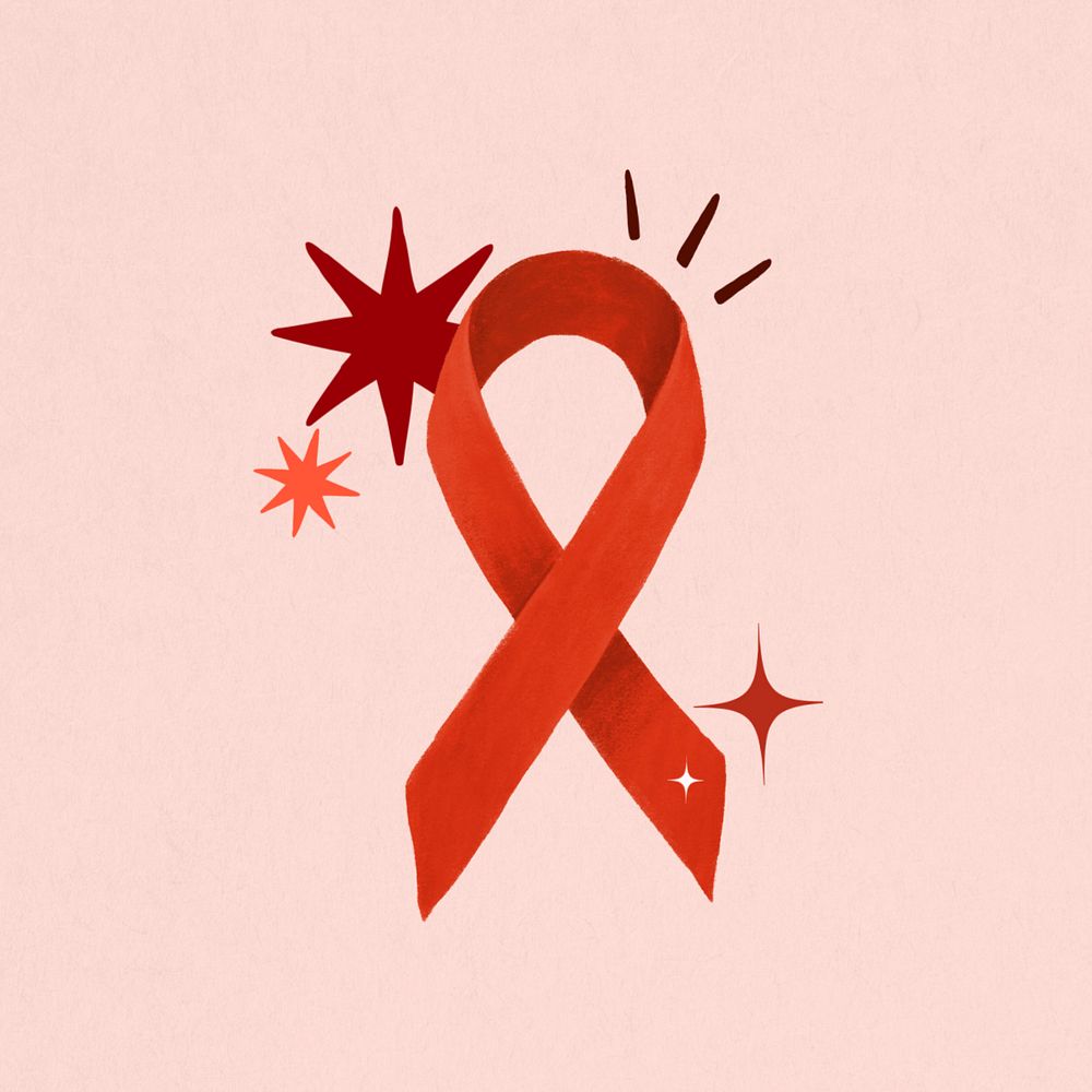 Red ribbon, HIV/AIDS awareness illustration, editable design