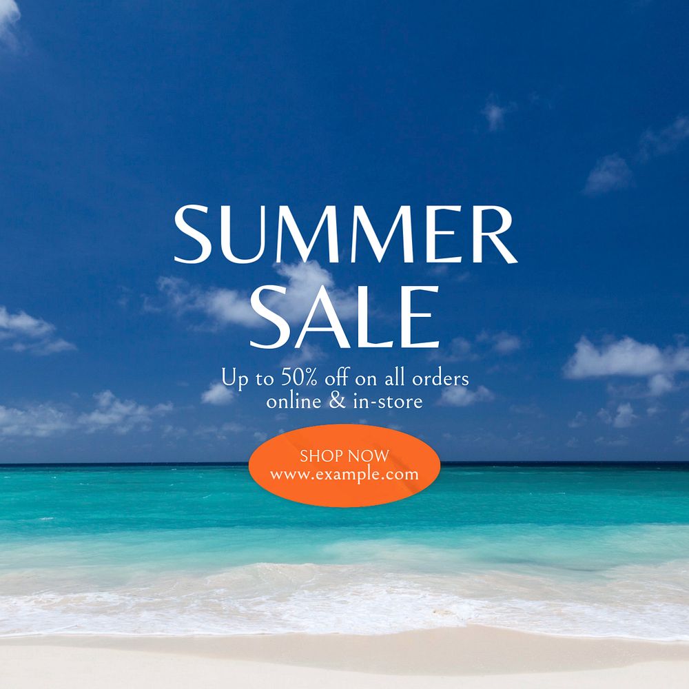 Summer sale Instagram post template, editable text