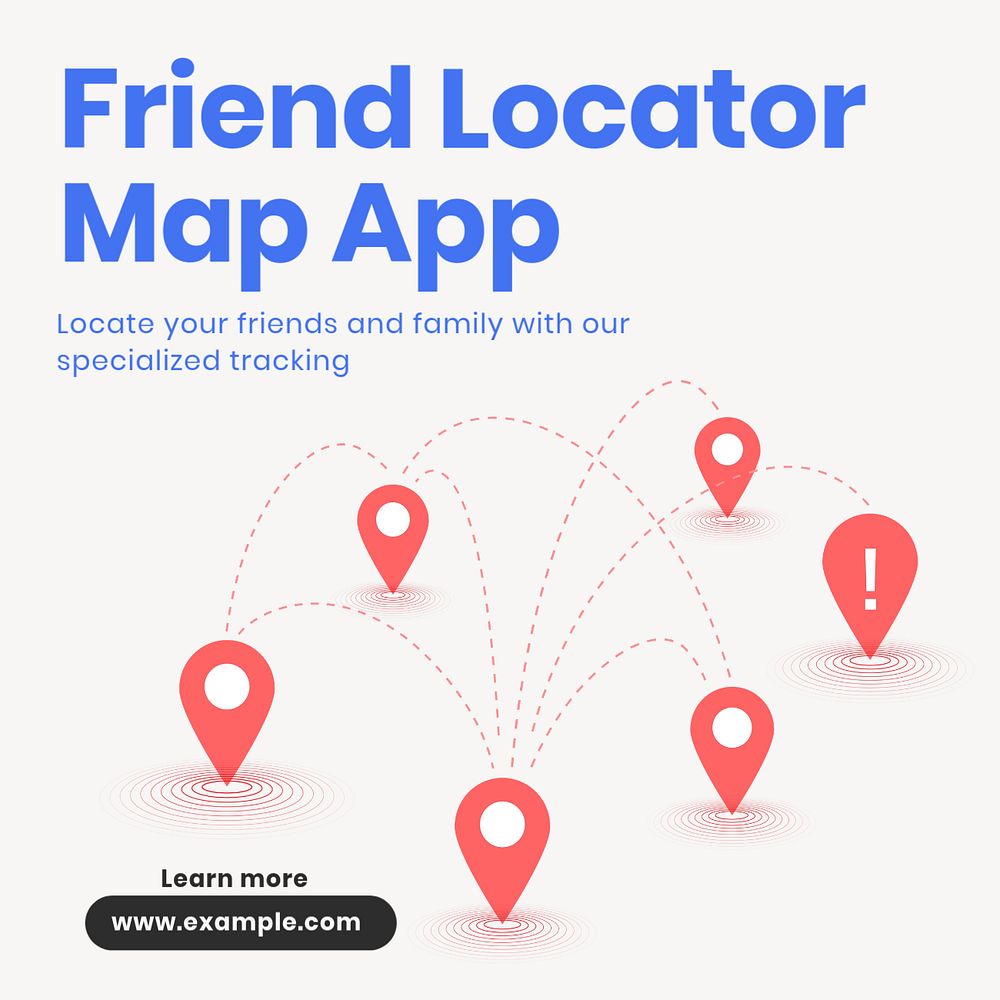 Map app Instagram post template, editable text