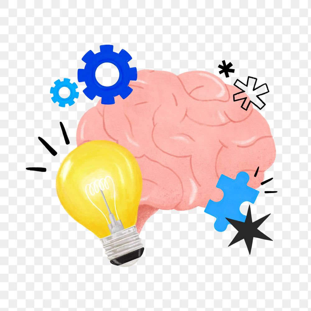 Creative ideas brain png, light bulb, business remix, editable design