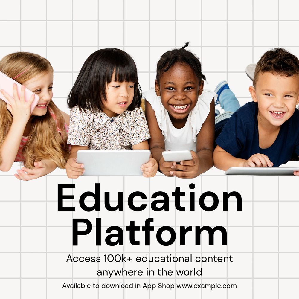 Education platform Instagram post template, editable text