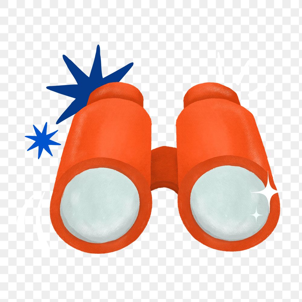 Orange binoculars png illustration, editable design