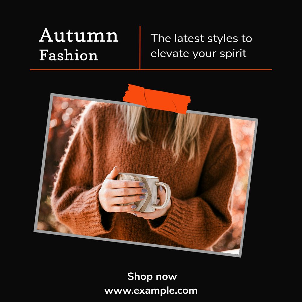 Autumn fashion  Instagram post template, editable text