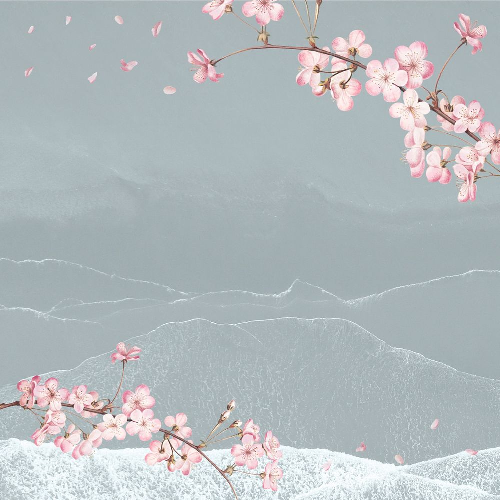 Sakura branch vintage aesthetic illustration, editable design