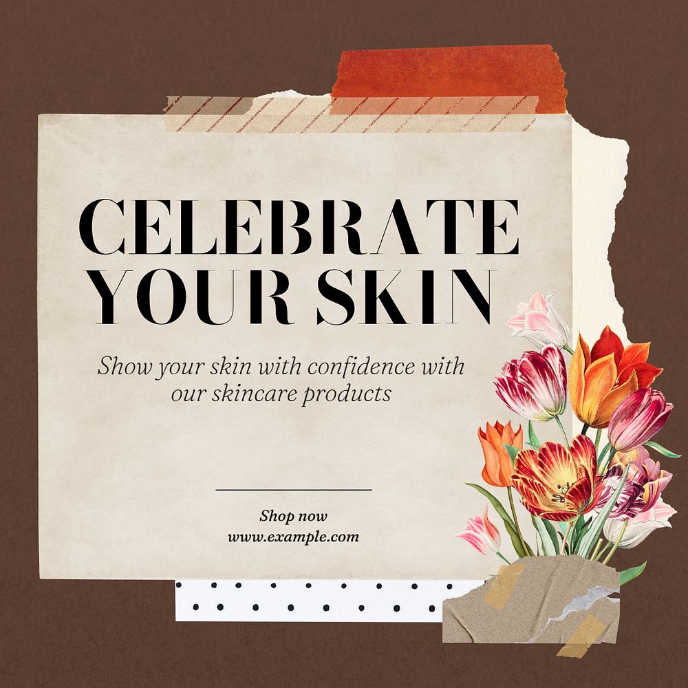 Celebrate your skin Instagram post template, editable text