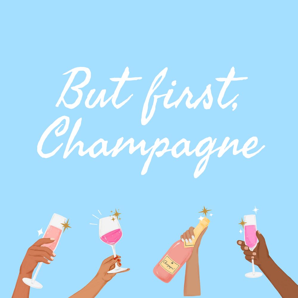 Champagne Instagram post template, editable text