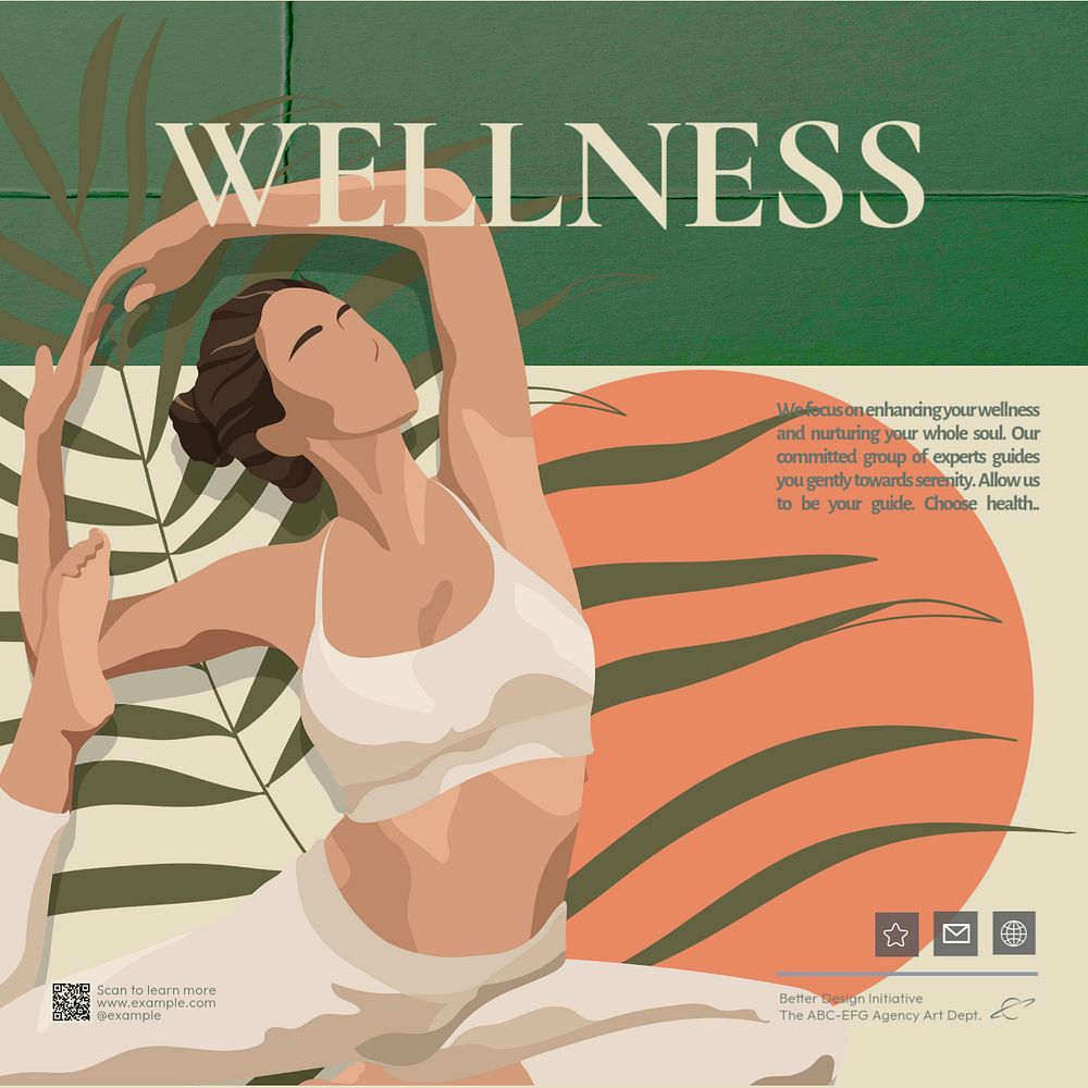 Wellness Facebook post template, editable design