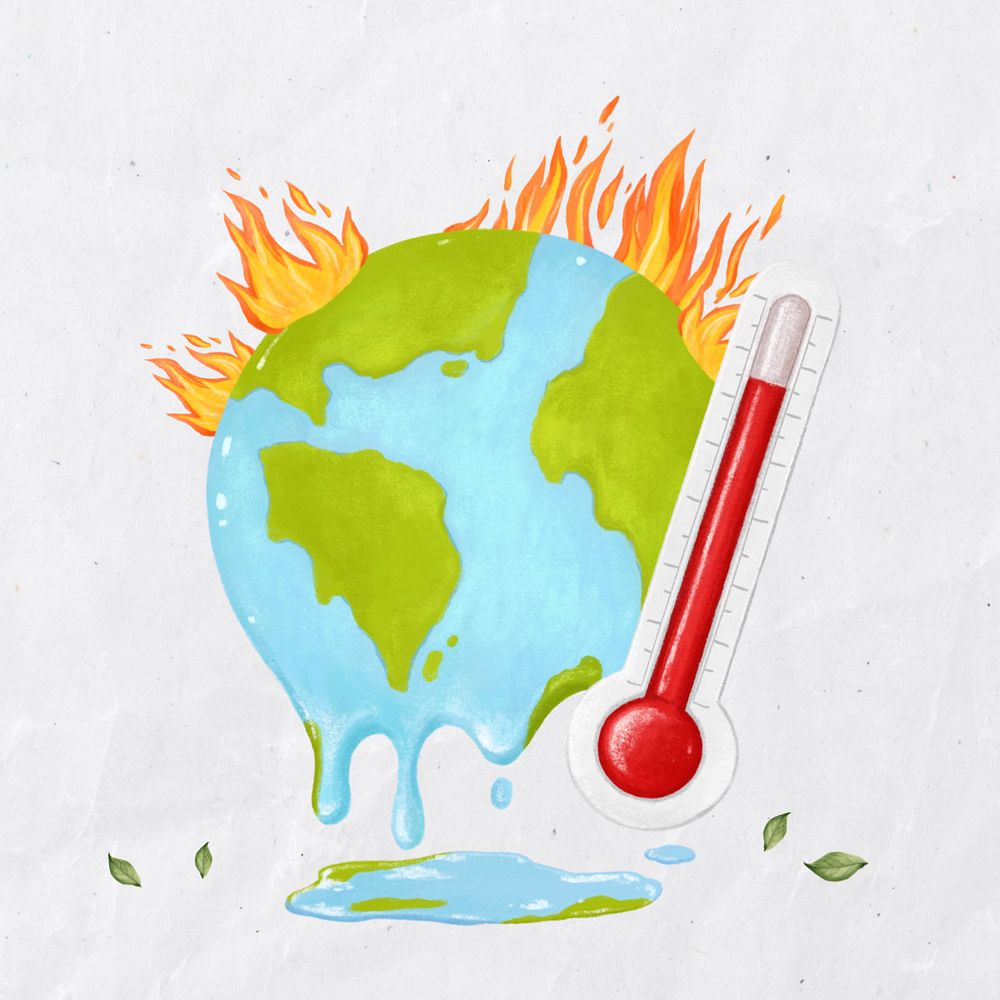 Melting globe, environment illustration, editable design