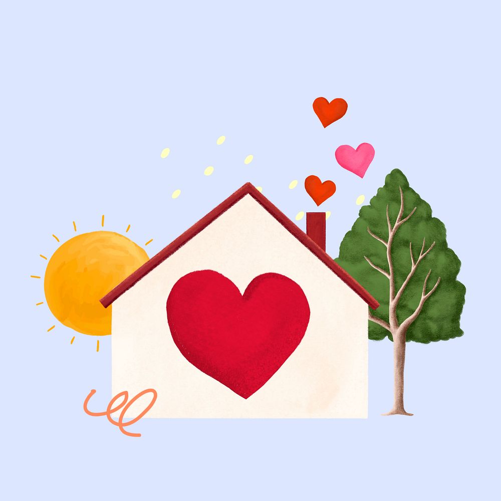 Home with heart illustration, editable design