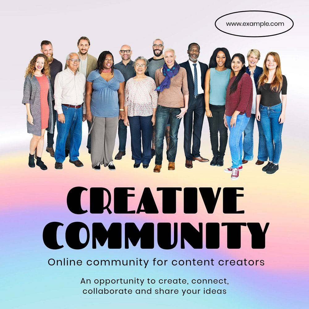 Creative community Instagram post template, editable text