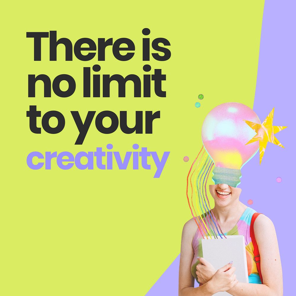 Creativity has no limit Instagram post template, editable text