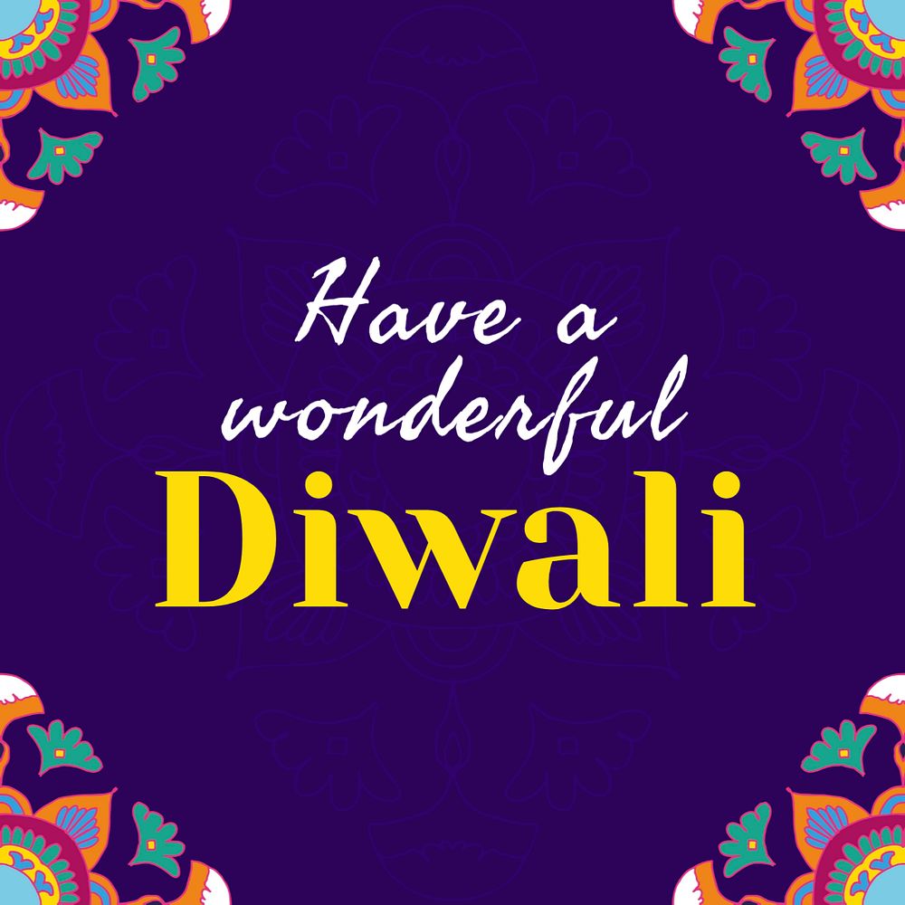 Happy Diwali Instagram post template, editable text