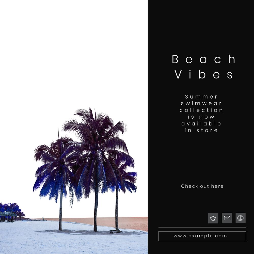 Beach vibes Instagram post template, editable text