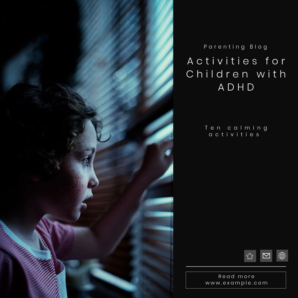 ADHD children Instagram post template, editable text