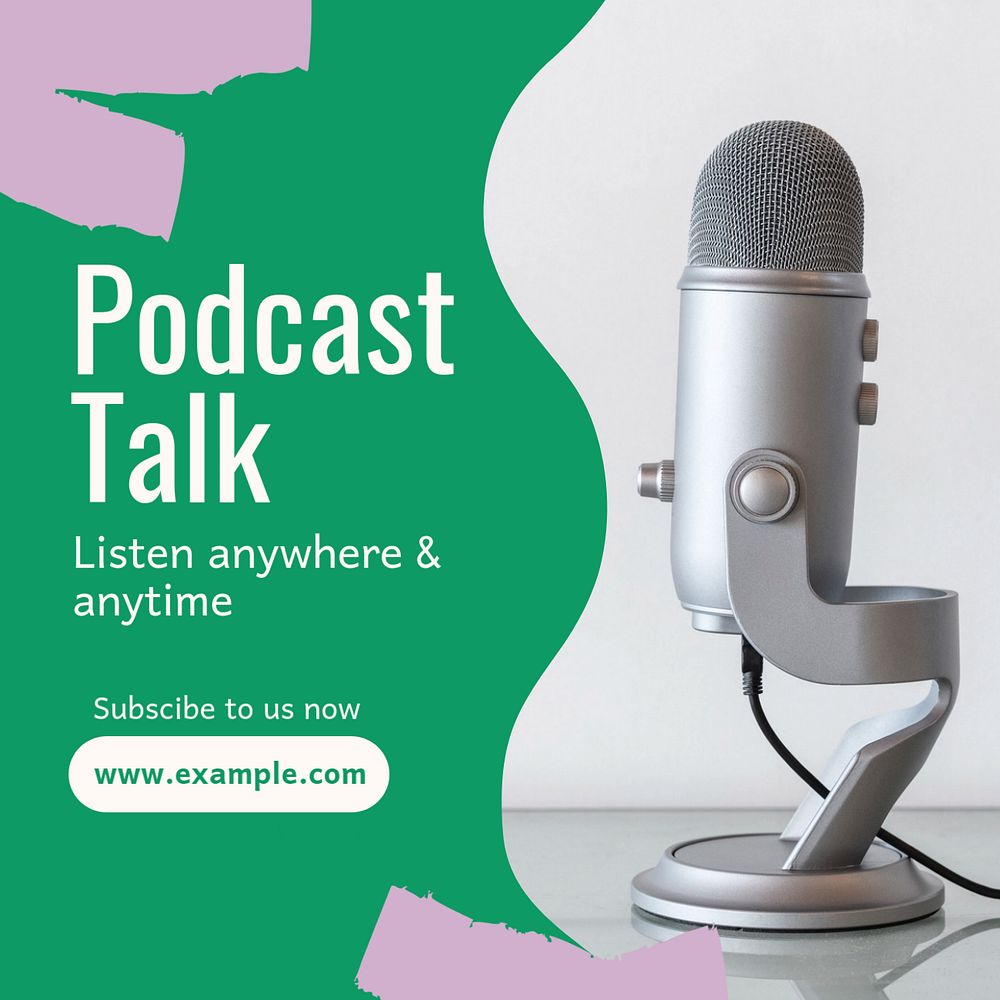 Podcast talk Instagram post template, editable text