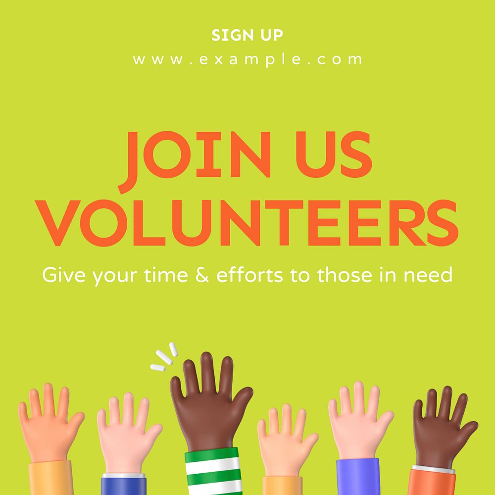 Join us volunteers Instagram post template, editable text