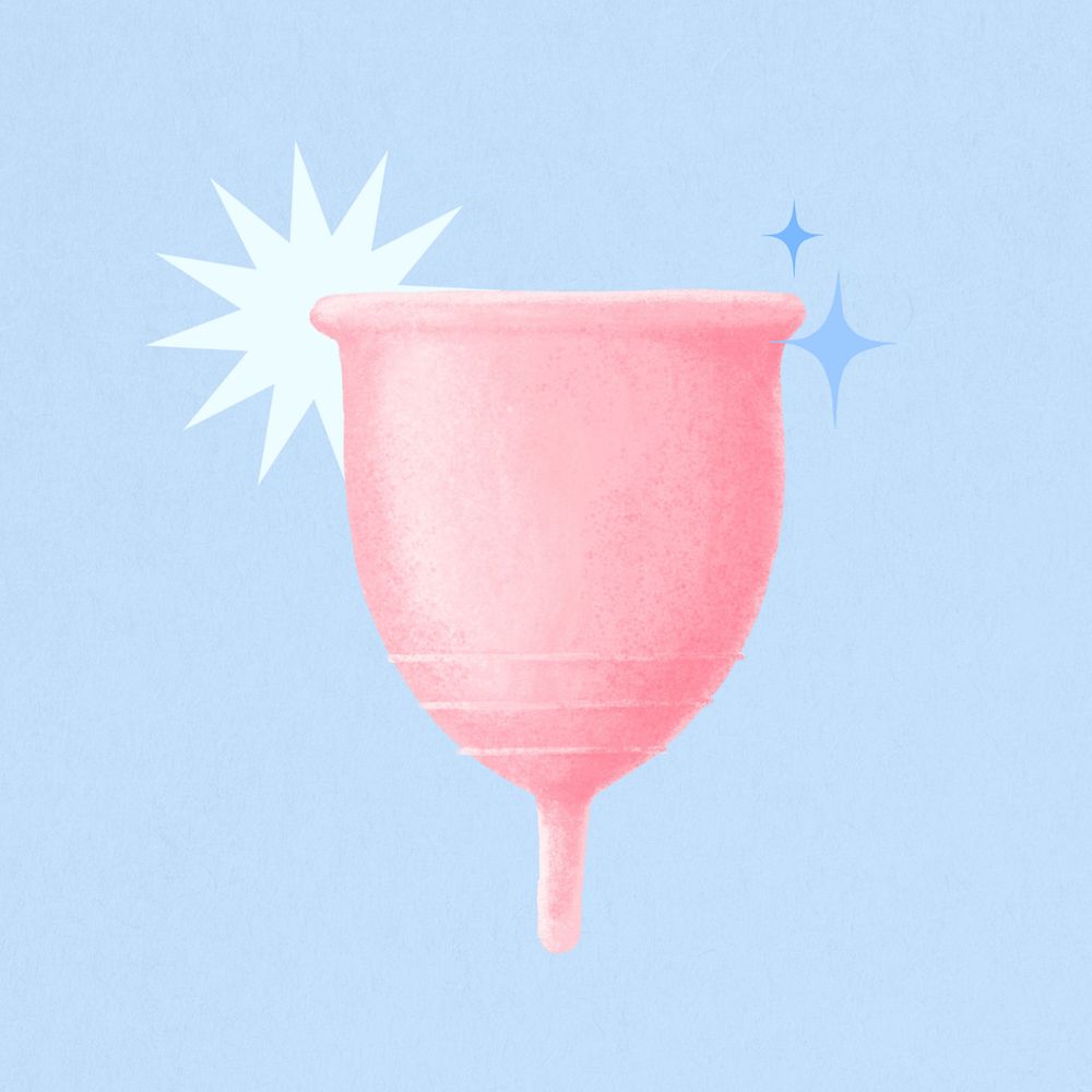 Pink menstrual cup, women's health illustration, editable design