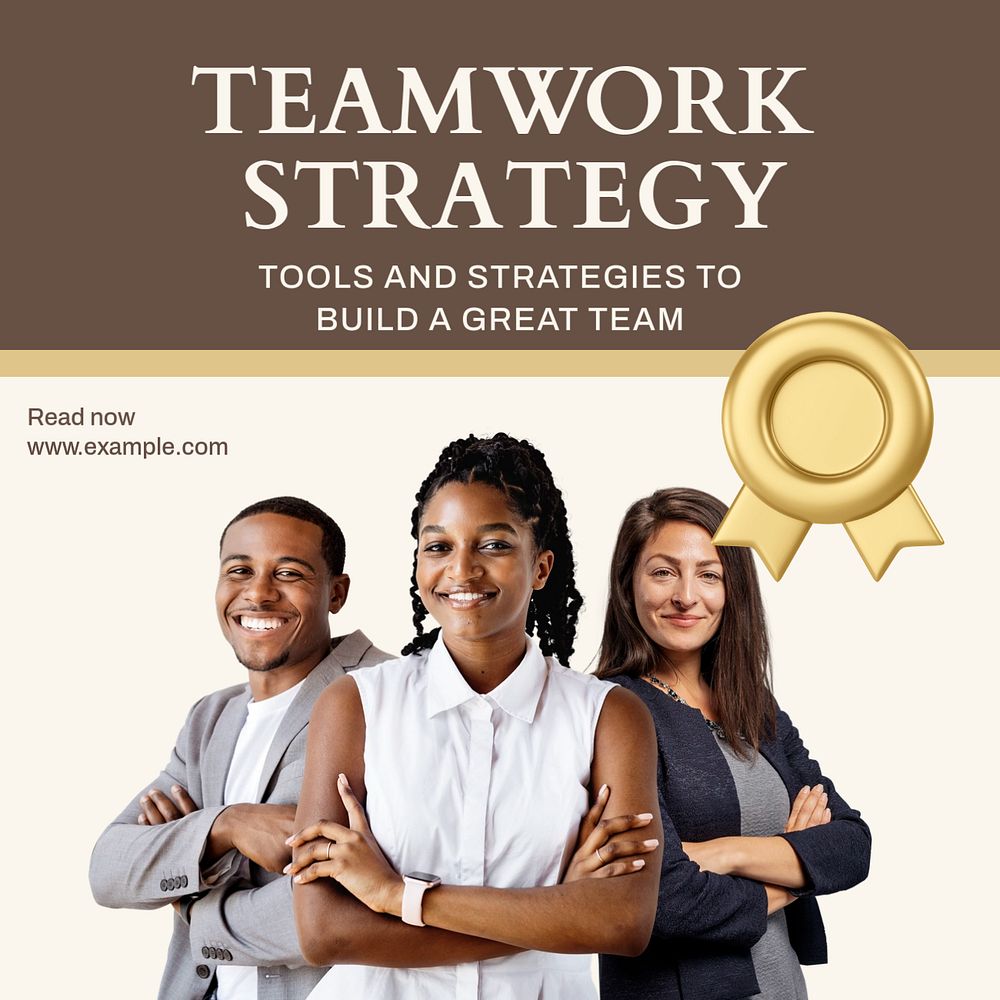 Teamwork strategy Instagram post template, editable text